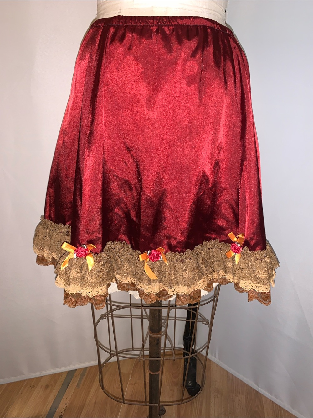 Trashy Lingerie satin saloon girl skirt burlesque custom made M